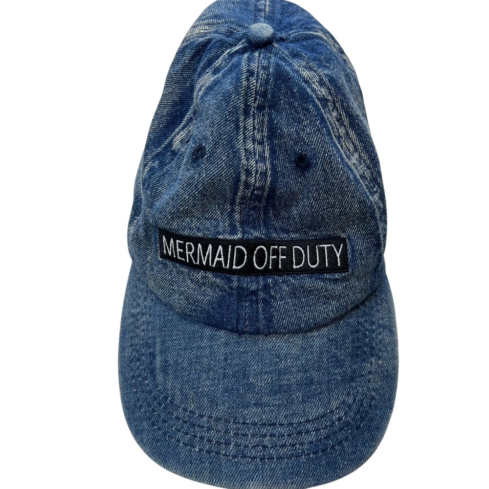 Rue21 Baseball Hat Mermaid Off Duty OS Blue Acid Wash Denim Cotton Adjustable